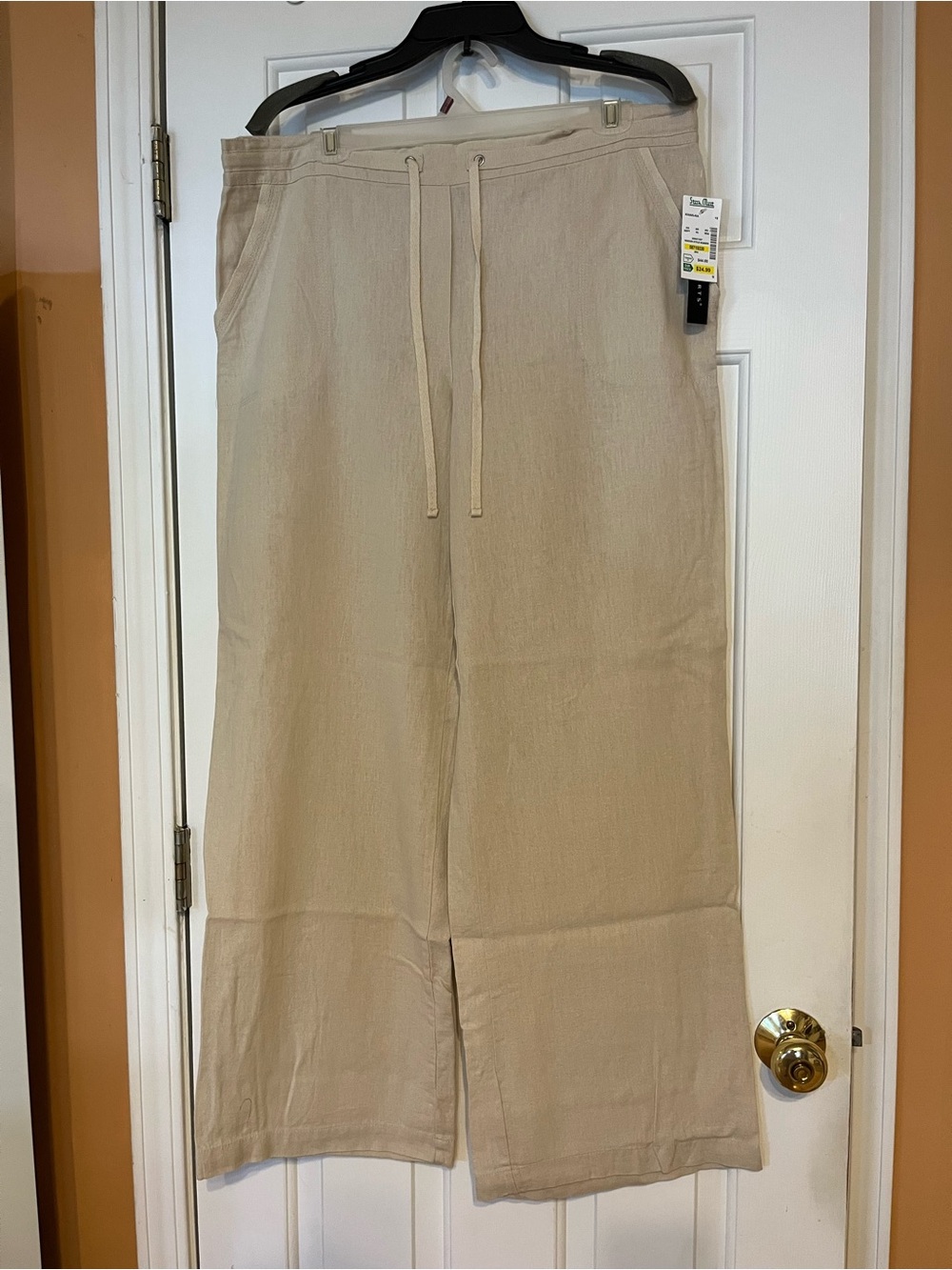 Women's Wide-Leg Drawstring Linen Pants